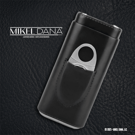Leather & Stainless Steel Cigar Case & Cutter