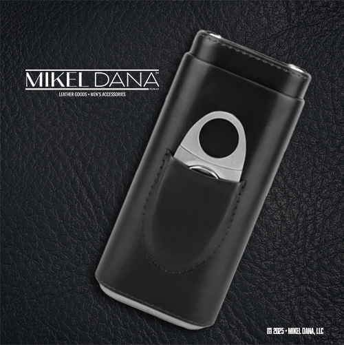 Leather & Stainless Steel Cigar Case & Cutter