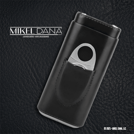 Leather & Stainless Steel Cigar Case & Cutter