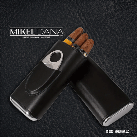 Leather & Stainless Steel Cigar Case & Cutter