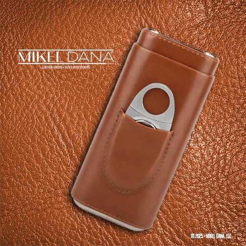 Leather & Stainless Steel Cigar Case & Cutter