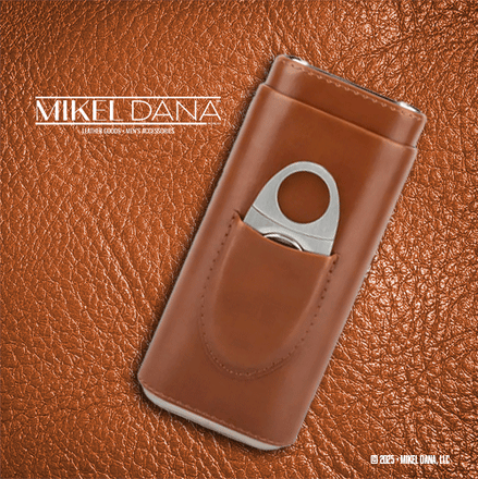 Leather & Stainless Steel Cigar Case & Cutter