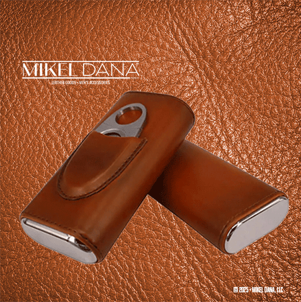 Leather & Stainless Steel Cigar Case & Cutter