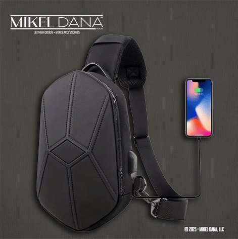 Hard Shell Sling Bag w/ USB Charging Port & Anti-Theft Lock